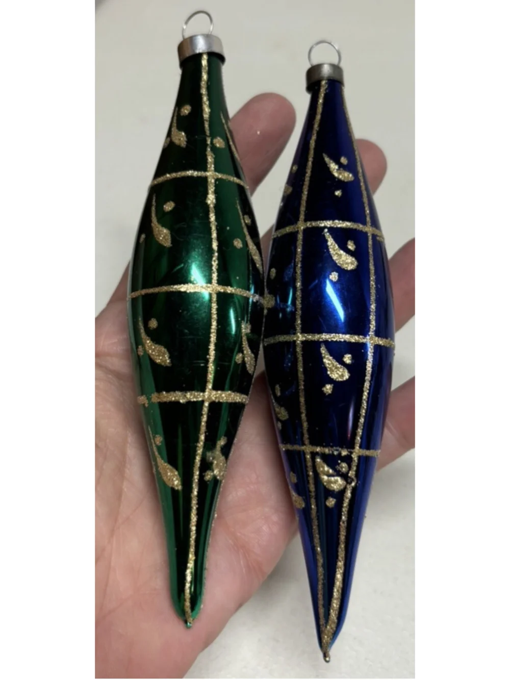 Vintage Set Of 2 Vintage Mercury Glass Teardrop Christmas Ornaments